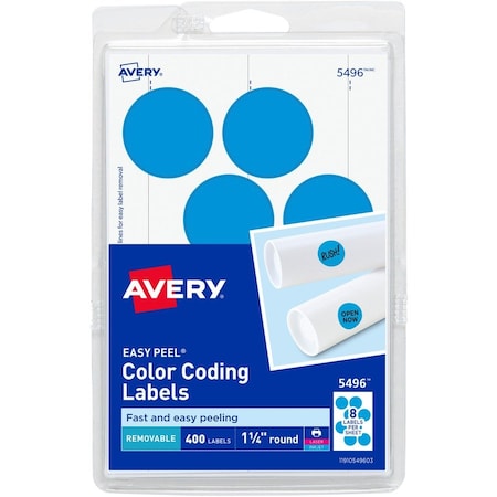 Avery Label, Round, 1.25"Dia, Ltbe 400PK AVE05496